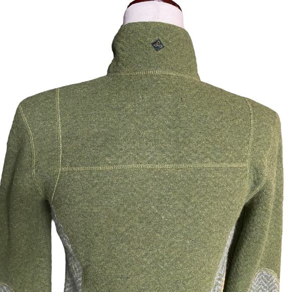 Prana Wool Blend Full Zip Mock Neck Sweater Jacket Womens XS Green Pockets - Picture 8 of 14